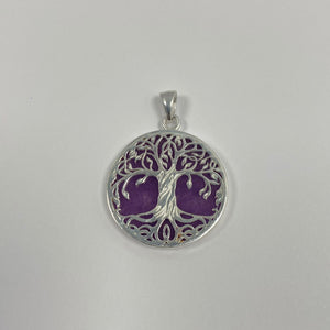 Purple Jade Silver Tree of Life Silver Pendant - Product Code - M811