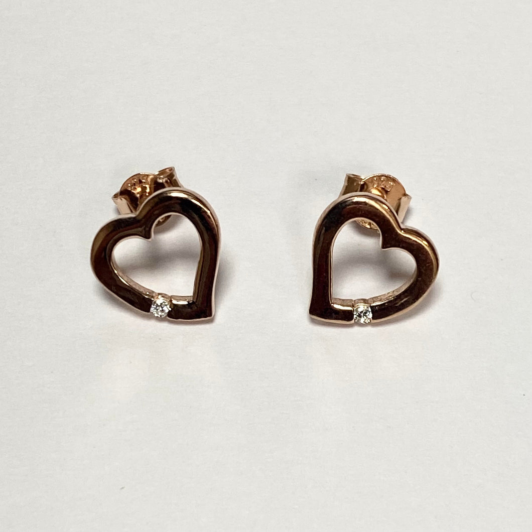 Rose Stone Set Heart Earrings - Product Code - VX269