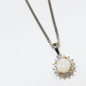 Opal Round Pendant Necklace