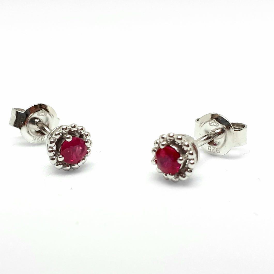 Ruby Silver Hallmarked Beaded Edge Earrings - Product Code - A600