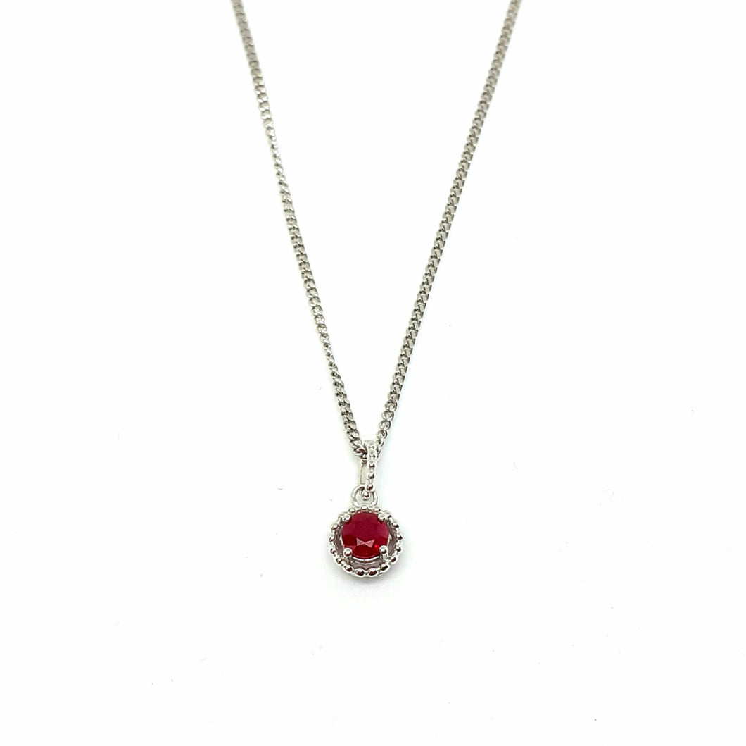 Ruby Silver Hallmarked Pendant - Product Code - A612