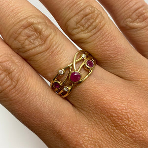 Ruby & Diamond Yellow Gold Ring - Product Code - A764