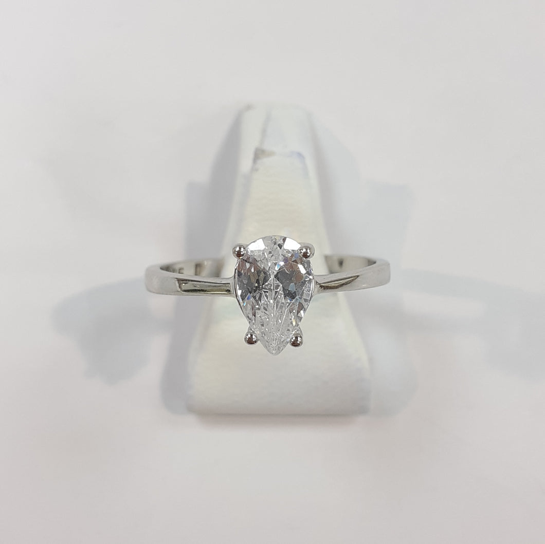 Silver Hallmarked 925 White Cubic Zirconia Ring - Product Code - F183