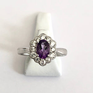 Silver Hallmarked Amethyst Ring - Product Code - A560