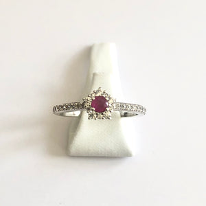 Silver Hallmarked Ruby & Cubic Zirconia Ring - Product Code - A533