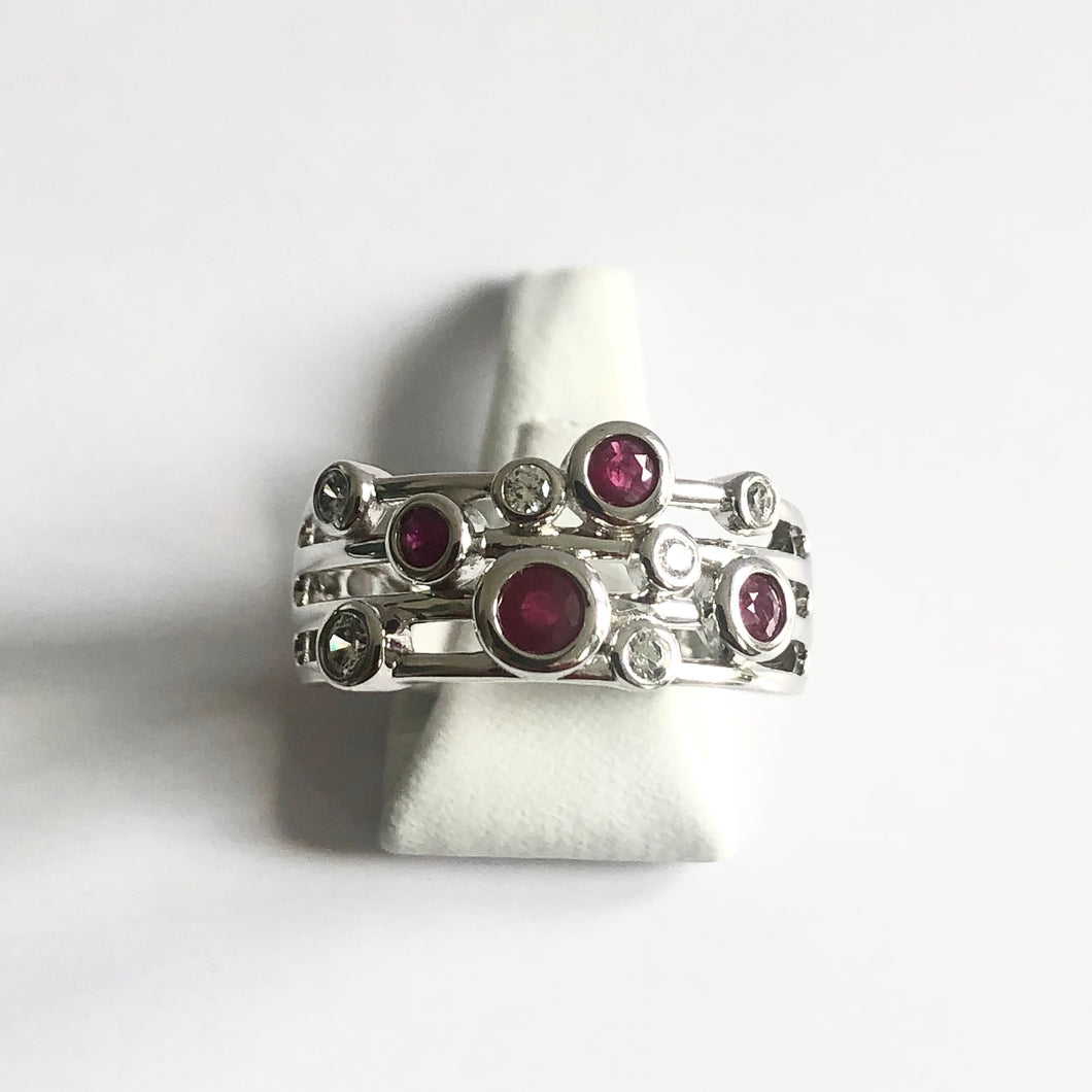Silver Hallmarked Ruby & Diamond Ring - Product Code - A114