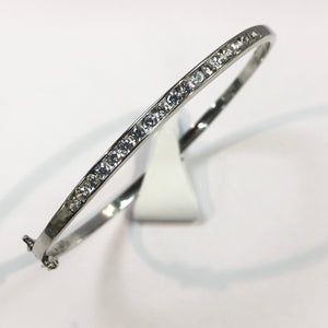 Silver Hallmarked Cubic Zirconia Bangle Product Code - F159