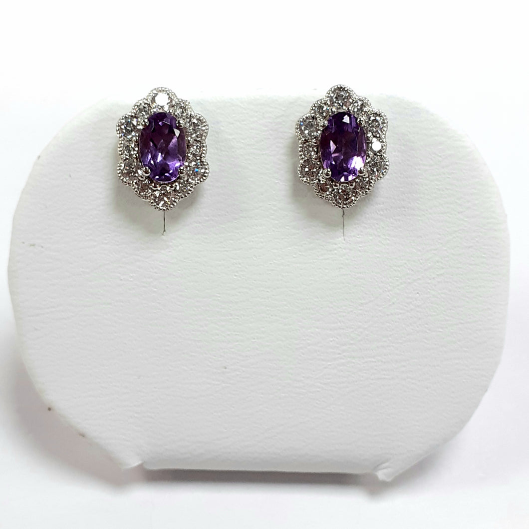 Silver Hallmarked Stone Set Earrings - Product Code - A629