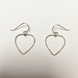 Silver Heart Shaped Drop Earrings - Product Code - VX262