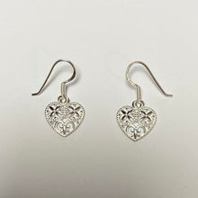 Load image into Gallery viewer, Silver Heart Drop Earrings - Product Code - VX259
