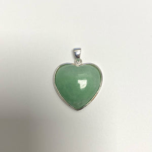 Silver Jade Heart Pendant - M807