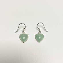 Load image into Gallery viewer, Silver Heart Jade Earrings - M809
