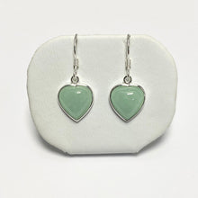 Load image into Gallery viewer, Silver Heart Jade Earrings - M809
