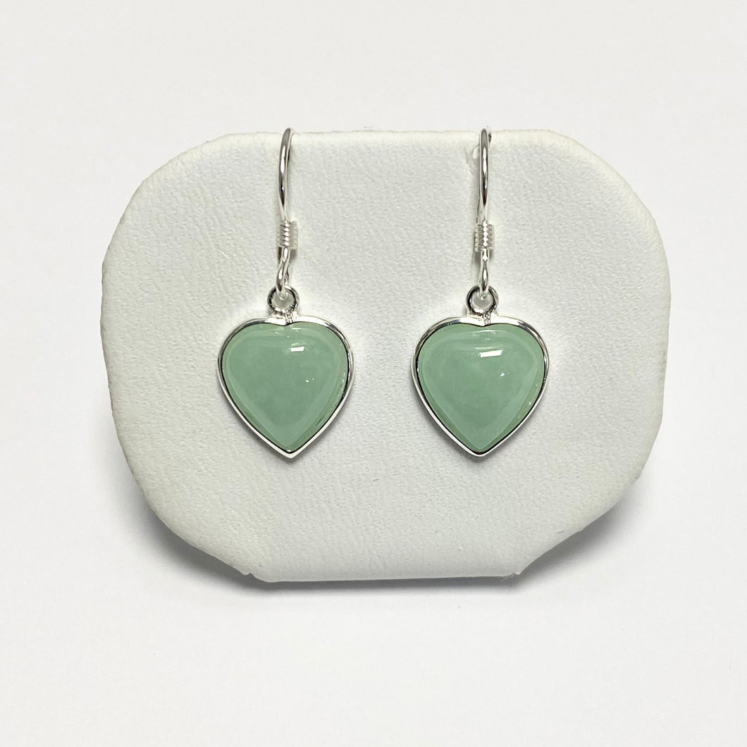 Silver Heart Jade Earrings - M809