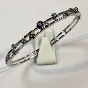 Silver Multi Stone Bangle Product Code - A183