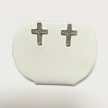 Load image into Gallery viewer, Silver Crushed Crystal Cross Studs - Product Code - VX256
