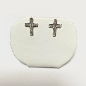 Silver Crushed Crystal Cross Studs - Product Code - VX256