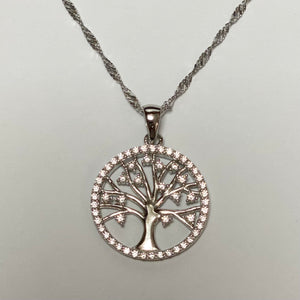 Silver Tree of Life Stone Set Pendant & Chain - Product Code - J475 & VX841