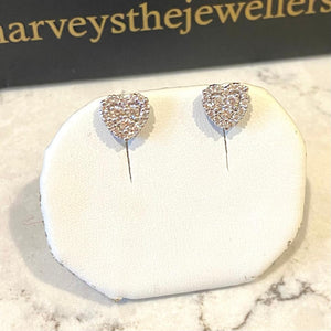 Heart Shaped Diamond Earrings - B464