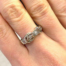 Load image into Gallery viewer, White Gold Buckle Design Ring - F244
