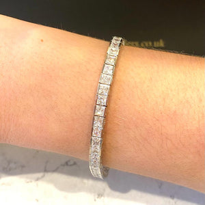 White Gold Square Stone Set Tennis Bracelet - VX484