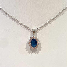 Load image into Gallery viewer, Blue &amp; White Stone Set Pendant &amp; Chain - F256 &amp; VX246
