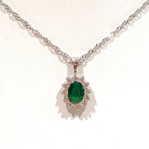 Green & White Stone Set Pendant - F253 & VX246