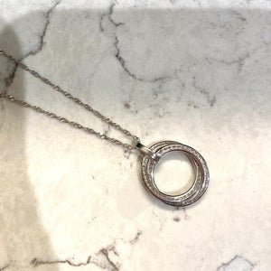 White Gold Designer Circle Pendant - VX526