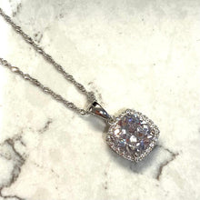 Load image into Gallery viewer, Cushion Shaped Stone Set White Gold Pendant &amp; Chain - VX522
