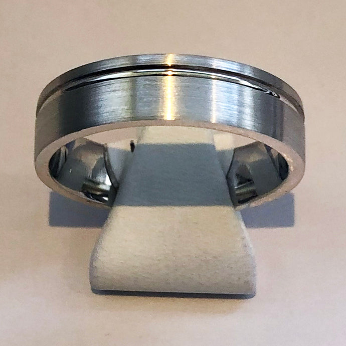 White Gold Mens Wedding Band Ring