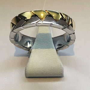 White and Yellow Gold Mens Heavy Duty Wedding Band Ring