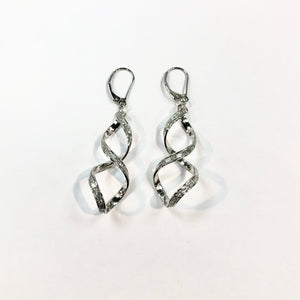 White Gold Hallmarked Crushed Crystal Drop Earrings Product Code - J577