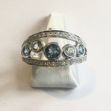 Load image into Gallery viewer, White Gold Hallmarked Blue Topaz Band Ring - Product Code - A318
