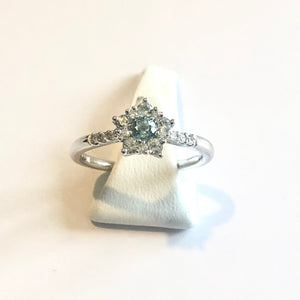 White Gold Hallmarked Blue Topaz & Diamond Ring - Product Code - A332