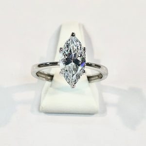 White Gold Hallmarked Cubic Zirconia Marquise Ring - Product Code - F72
