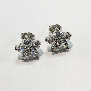 White Gold Hallmarked Flower Design Earrings Product Code - VX90