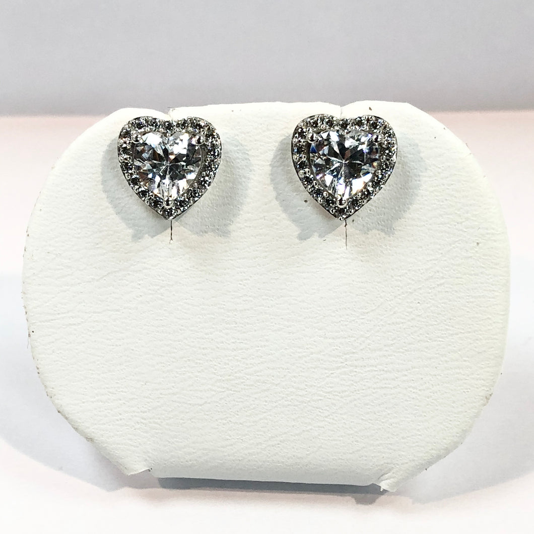 White Gold Hallmarked Heart Earrings Product Code - VX282