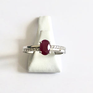 White Gold Hallmarked Ruby & Diamond Ring - Product Code - R45