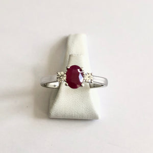 White Gold Hallmarked Ruby & Diamond Ring - Product Code - R52
