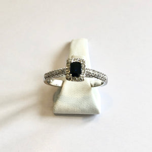 Sapphire & Diamond White Gold Hallmarked Ring - Product Code - R42