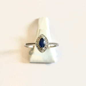 White Gold Hallmarked Sapphire & Diamond Ring - Product Code - G336