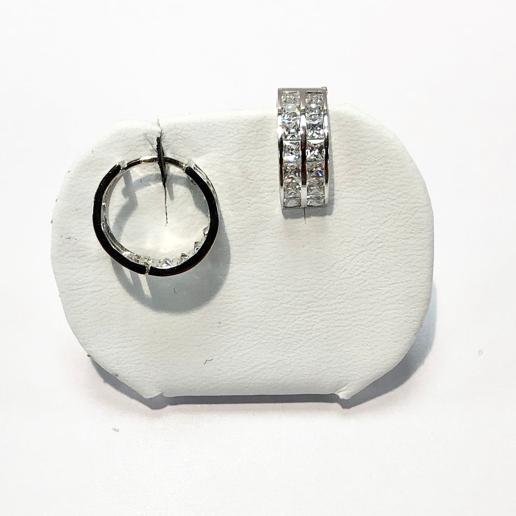 White Gold Hallmarked Stone Set Creoles Product Code - VX65