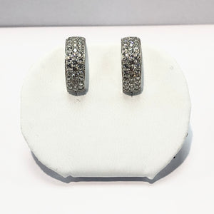 White Gold Hallmarked Stone Set Creoles Product Code - VX874