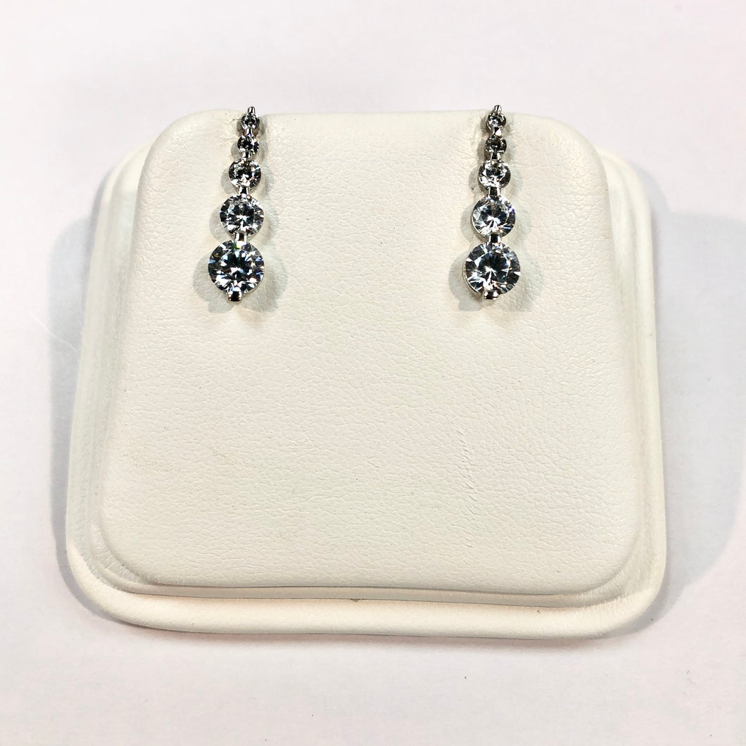 White Gold Hallmarked Stone Set Drop Earrings Product Code - VX878