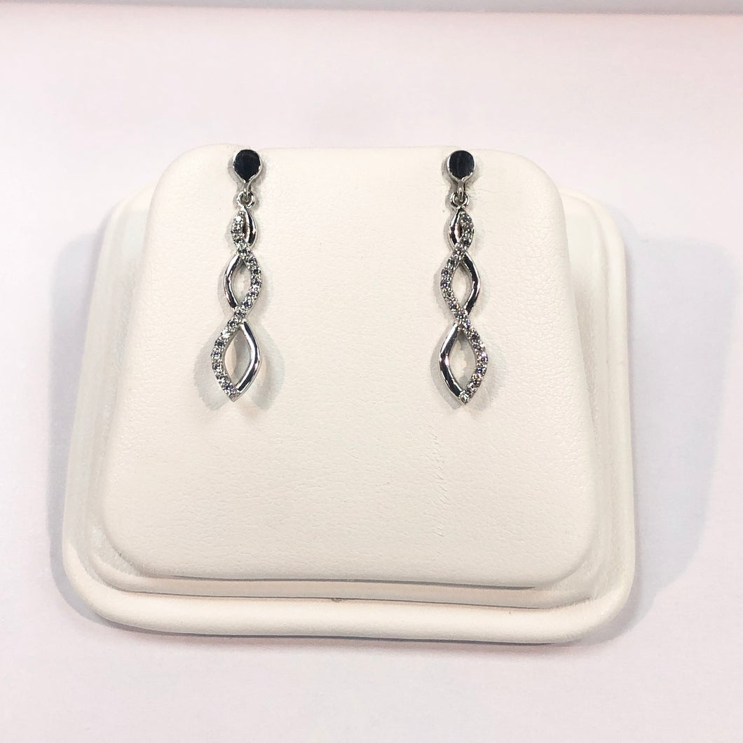 White Gold Stone Set Infinity Earrings Product Code - C723