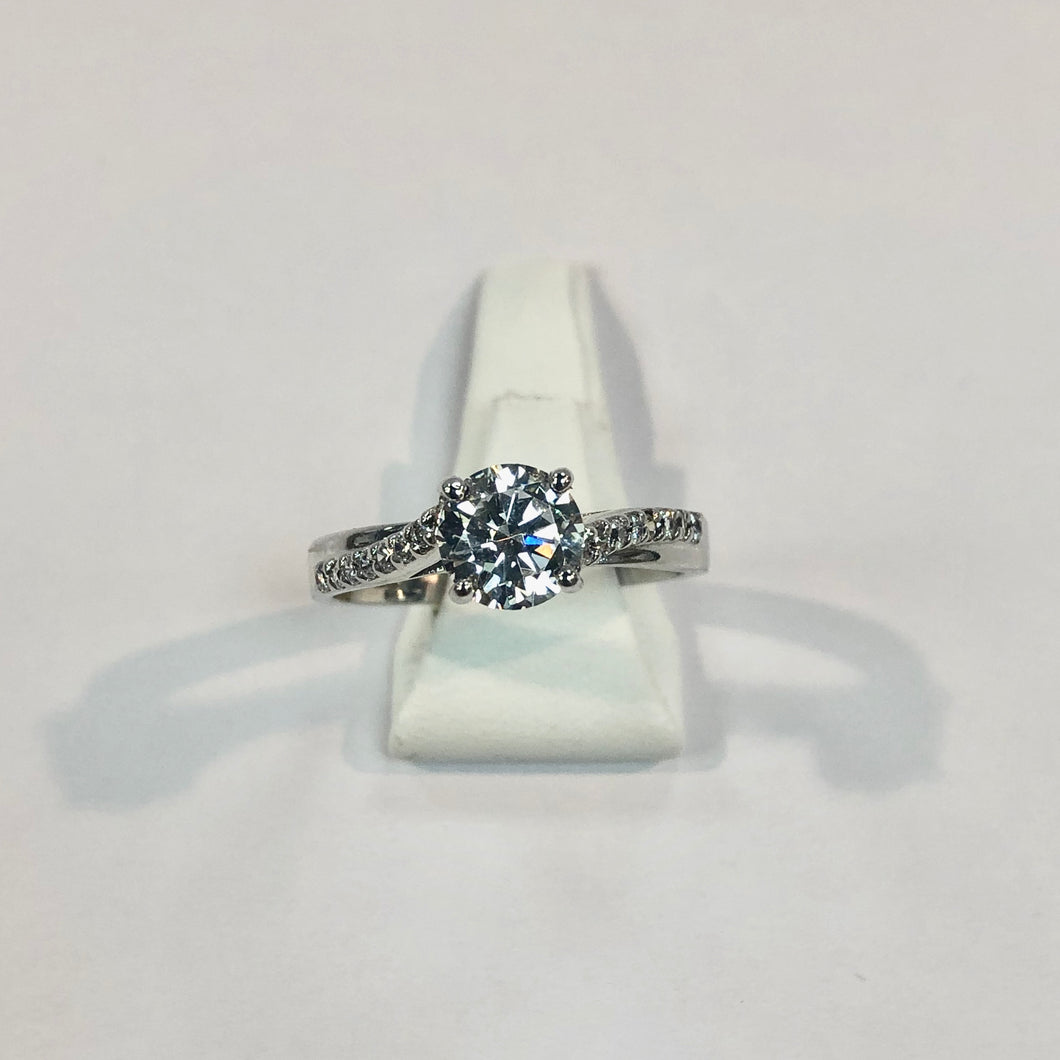 White Gold Hallmarked Cubic Zirconia Ring - Product Code - A10