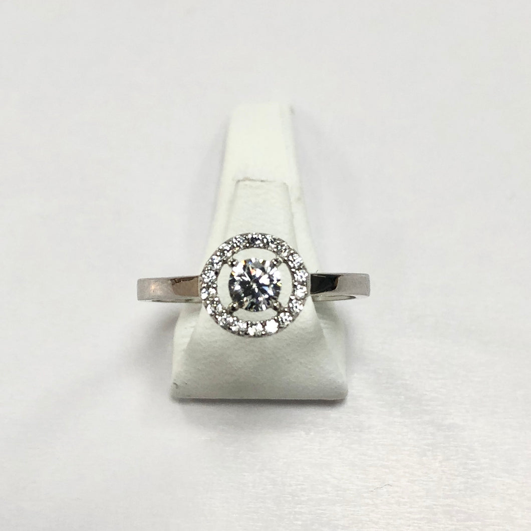 White Gold Hallmarked Stone Set Ring - Product Code - C675