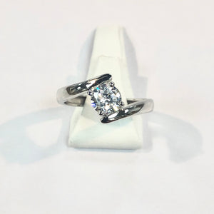 White Gold Hallmarked Stone Set Ring - Product Code - F76