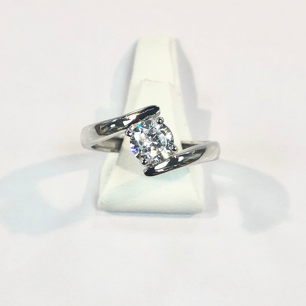 White Gold Hallmarked Stone Set Ring - Product Code - F76