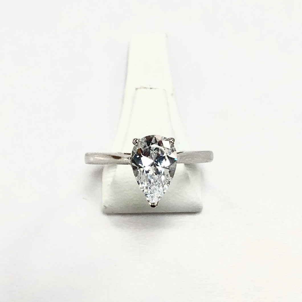 White Gold Hallmarked Pear Shaped Ring - Product Code - H7